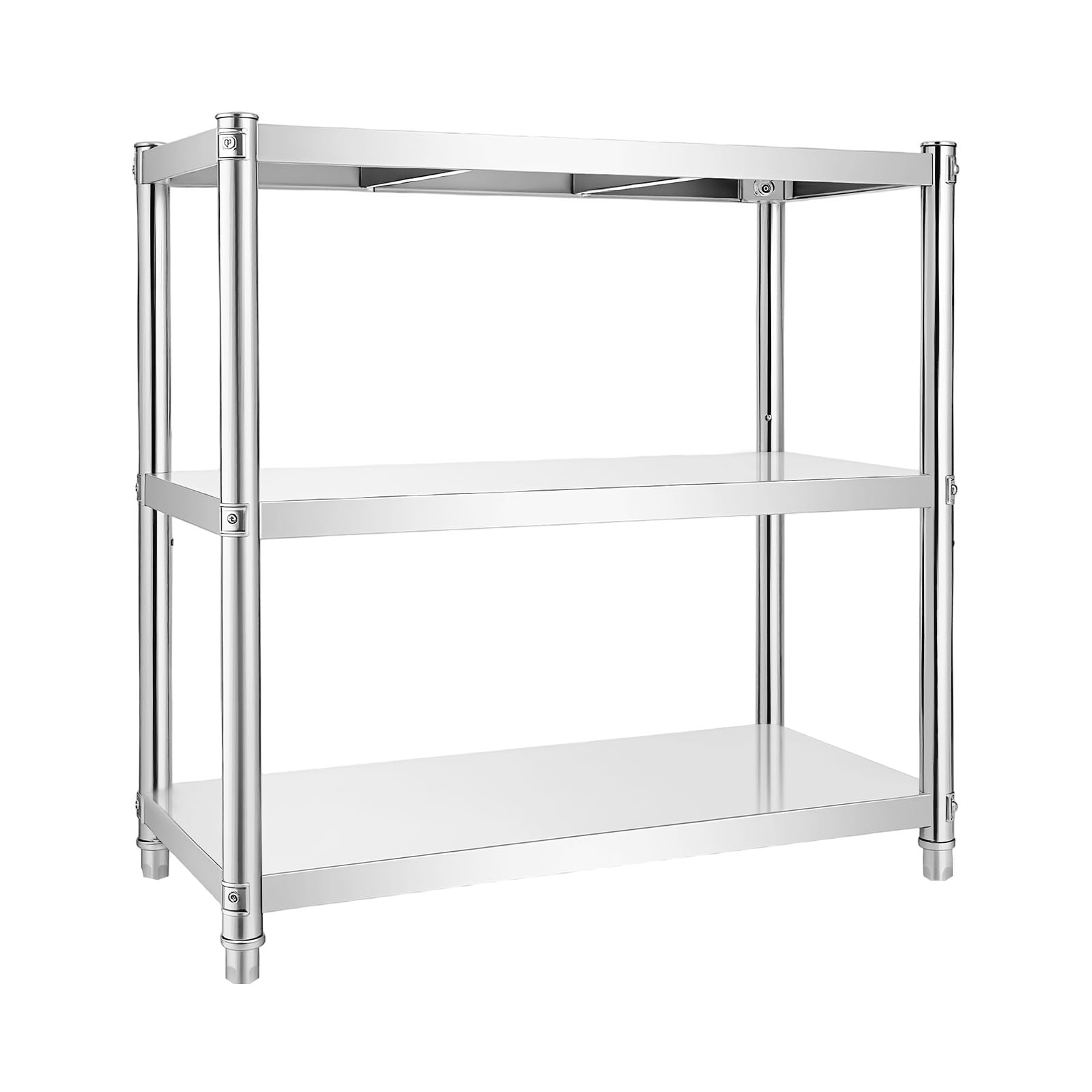 Tavolo da lavoro in acciaio inox, 80 x 40 x 80 cm, 3 tavoli in acciaio inox, robusto tavolo da lavoro in metallo con sottofondo, tavolo da cucina per cucina, utilizzo del garage, bar