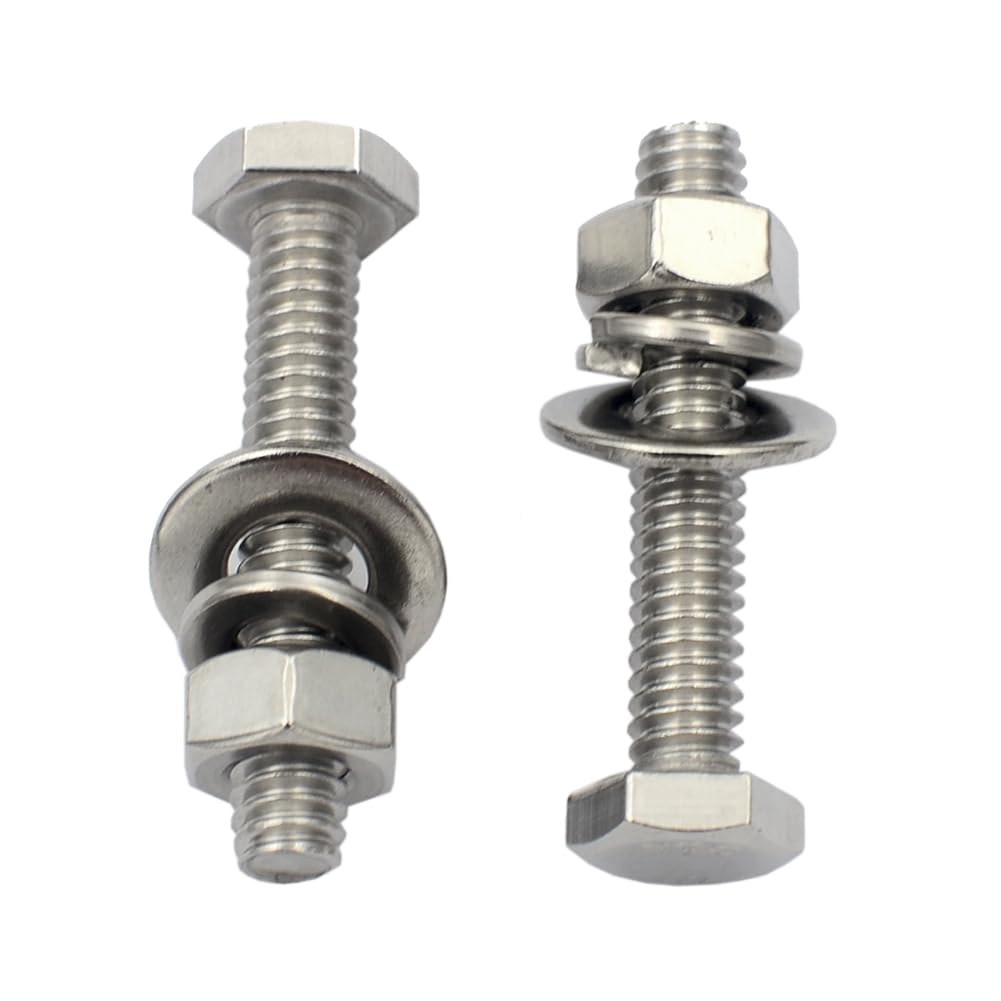DGOL20 Sets 1/4-20 x 1-1/2 inch Flat Head Hex Bolt Nuts Flat and Lock Washers Kit All Made of 304 Stainless Steel