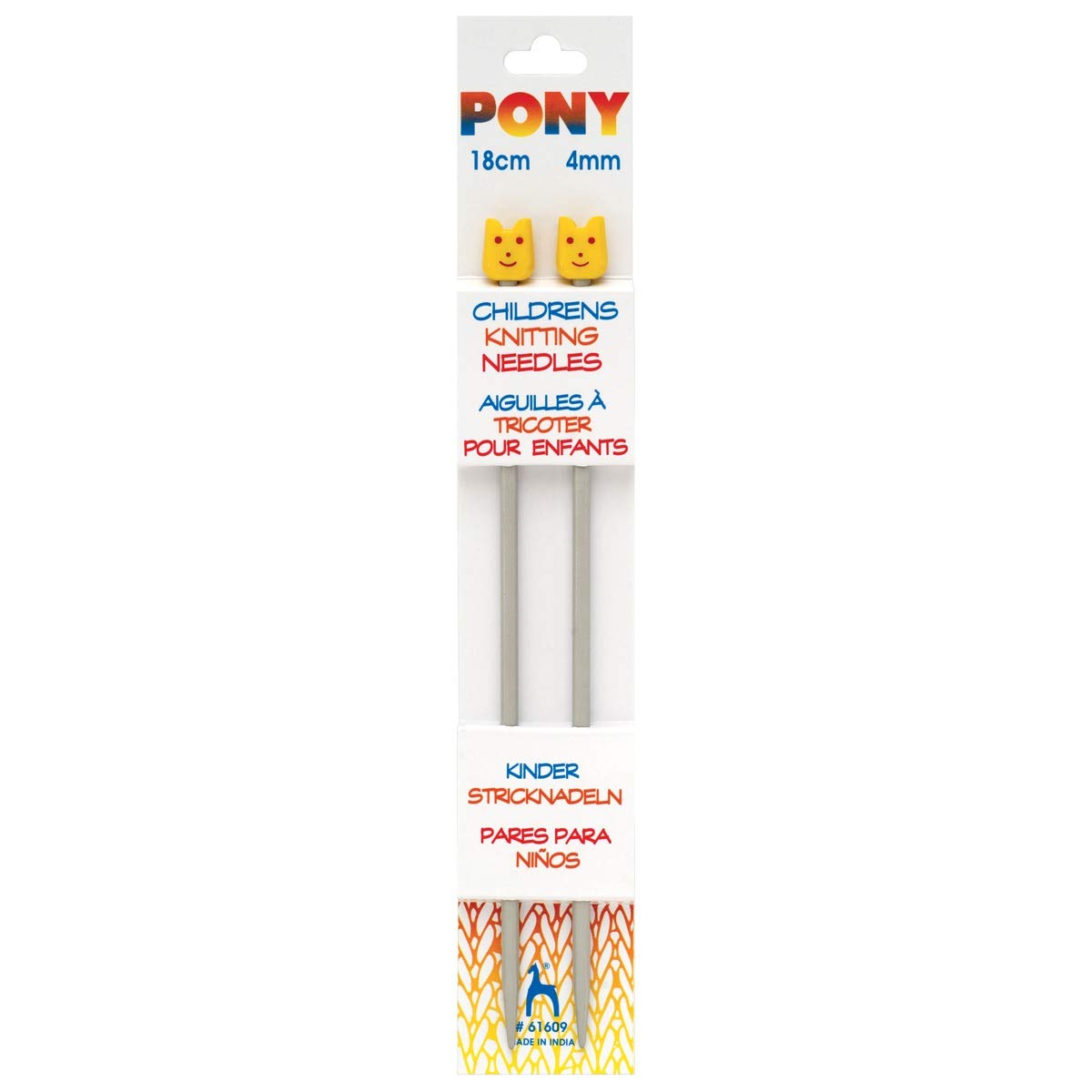 Crafty Capers Plastic - Grey Pony Pair Of Aluminium Childrens Knitting Pins - 18Cm X 4Mm