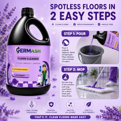 Image of Disinfectant Surface & Floor Cleaner Liquid | Lavendor | 5 liters | 1 can | 99.9% germ-eliminate | Stain-removing | Hand-safe