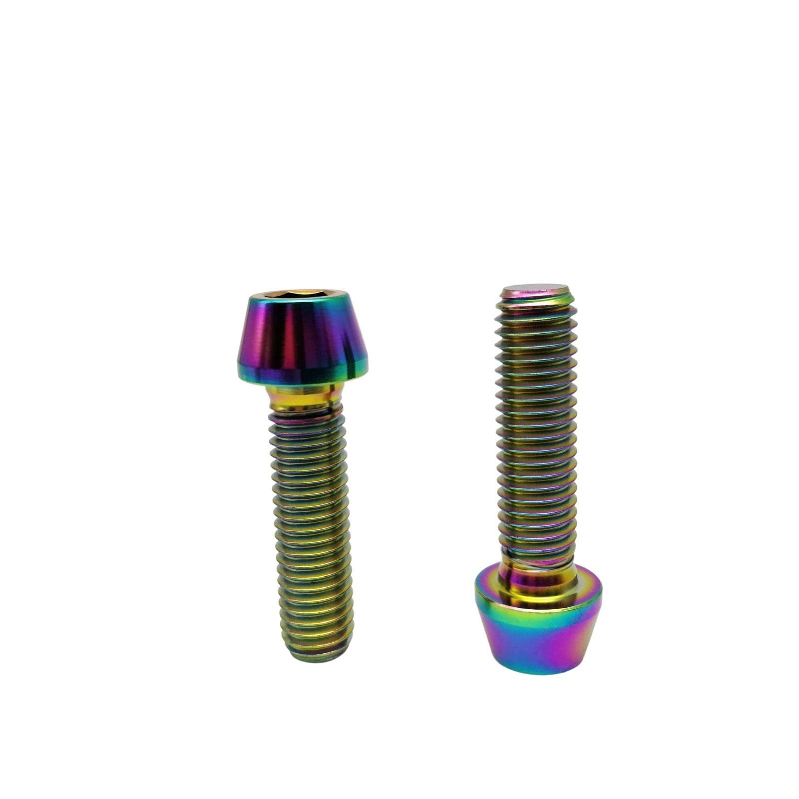 RISON-Titanium Bici Stelo Bulloni in Titanio M6x1.0x15mm, 5pcs Viti per Attacco Manubrio Bicicletta, Vite a Testa Conica Viti Fisse per Stelo Bici, Vite di Fermo Vite per Gambo per MTB/Bici da Strada