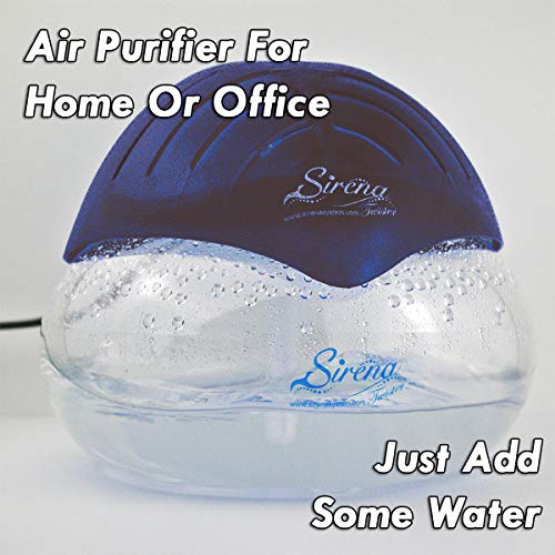 Sirena Twister Air Purifier - Water Air Purifiers For Home - Air Cleaner and Deodorizer With LED Light - Air Sanitizer For Smoke, Allergies and Pets - Dust Remover For Bedroom and Office