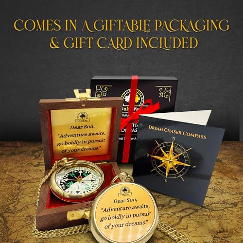 Image of The Dream Chaser Compass - Go Confidently -2026 Unique Graduation Gifts for Him, College, High School, Cool Birthday Gift Idea for Son, Boys, Motivational Greeting Card Included