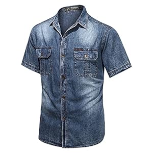 Denim overhemd voor heren Mode Retro gewassen Eenvoudig Dagelijks Veelzijdige trend Comfortabele overhemd-top met korte mouwen