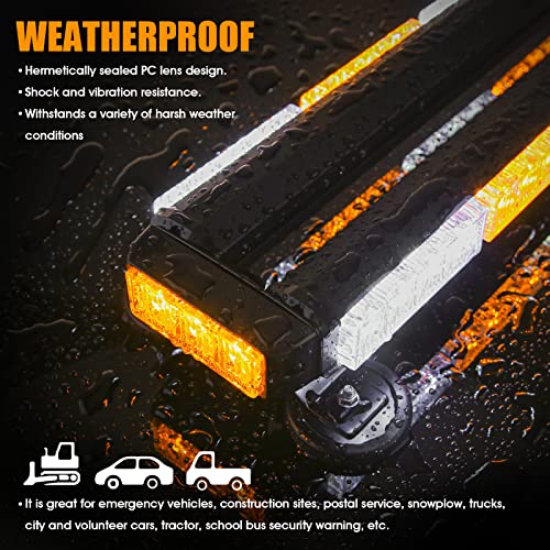 Booyu 28.5" 54Led Rooftop Emergency Strobe Lights Safety Traffic Advisor Warning Hazard Flashing Light Bar W/ Digital Display Controller For Pickup Safety Construction Vehicles Tow Truck (Amber/White) #TOP3
