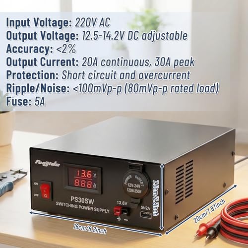 Image of DC Bench Power Supply 30A 13.8V, Universal Regulated Power Supply for Radio, USB+Anderson+Cigarette Lighter Socket Home Lab Benchtop AC-to-DC Converter for CB /HAM /Amateur Radio