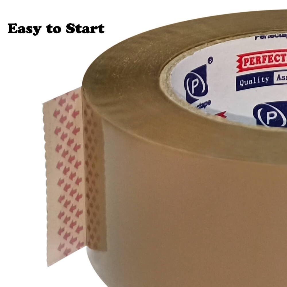 PERFECTAPE - 6 rollos de cinta de embalaje marrón resistente, total de 600 metros, 2.7 mil, 1.9 pulgadas x 100 m, ultra fuerte, recambios para mudanza, embalaje y envío (no cinta de papel)