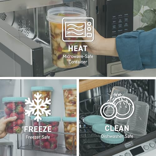 Image of Bentgo Prep - 20 Piece 32 fl oz Leak-Proof Deli Containers with Lids, Food Storage for Meal Prep, Twist-Top, Reusable, PFAS & BPA-Free, Stackable, Microwave, Freezer & Dishwasher Safe (Aqua Splash)