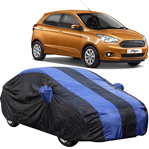 Image of 190 Taffeta Water Resistant Car Body Cover Compatible with Ford New Figo (2015 to 2019) with Mirror Pockets (Royal /Navy Blue)