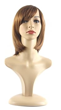 XIAOYU Lifelike Oblique Bangs Short Straight BOB Wigs - Blonde
