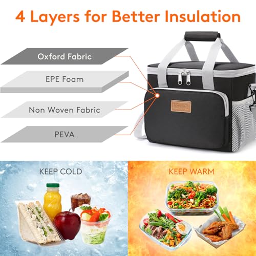 Image of Lifewit Medium Lunch Bag, Insulated Lunch Box, Soft Cooler Cooling Tote for Adult Men Women, Gray and Black 12-Can (9L)