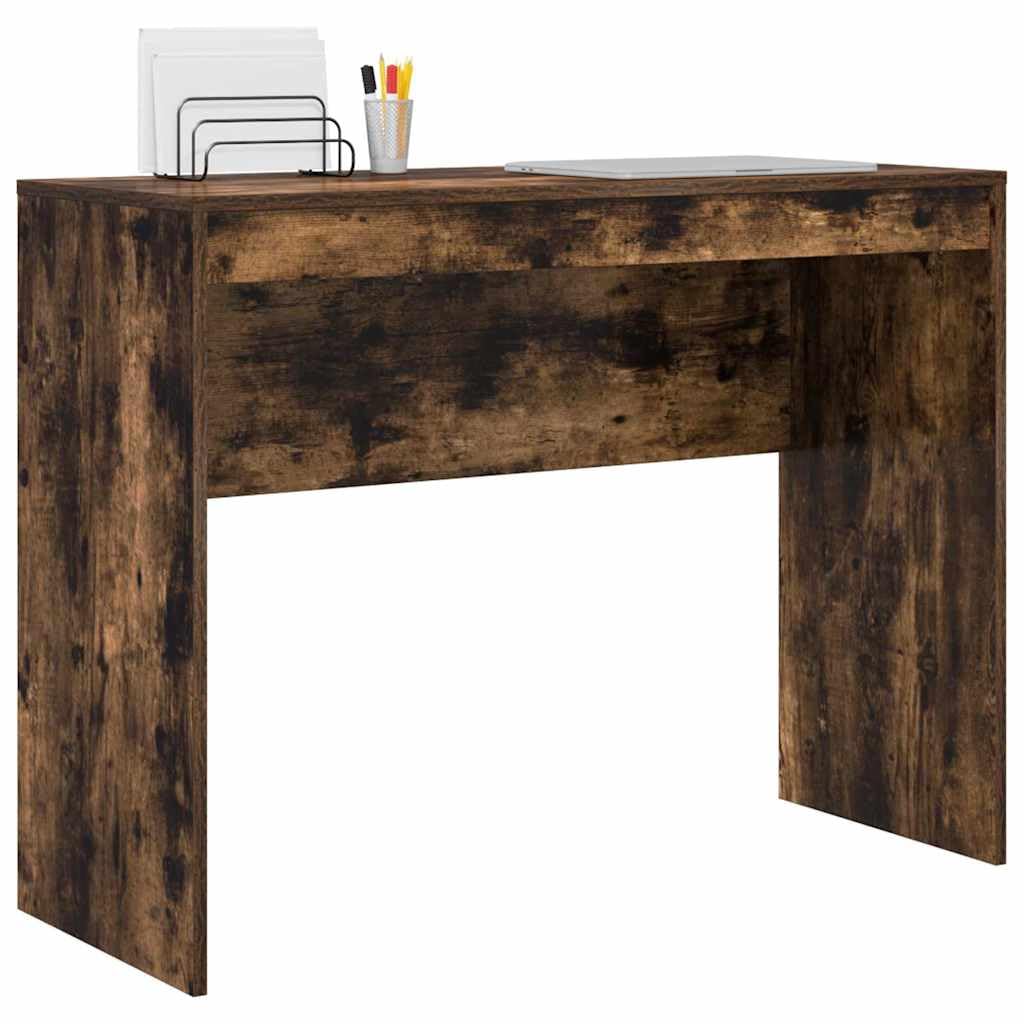 vidaXL Desk Smoked Oak 100 x 40 x 76 cm, Compact Desk, Modern Style, Ergonomic Workspace, Functional Writing Table, Durable Indoor Furniture for Small Rooms