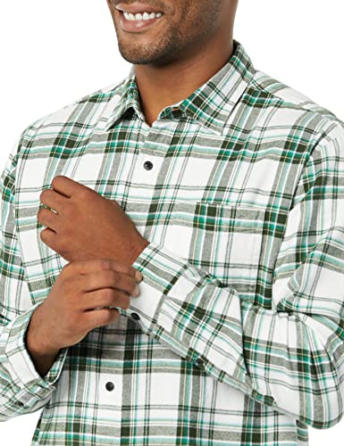 Image of Amazon Essentials Men's Regular Fit Long-Sleeve Flannel Shirt, Soft Brushed Cotton, Lightweight yet Warm