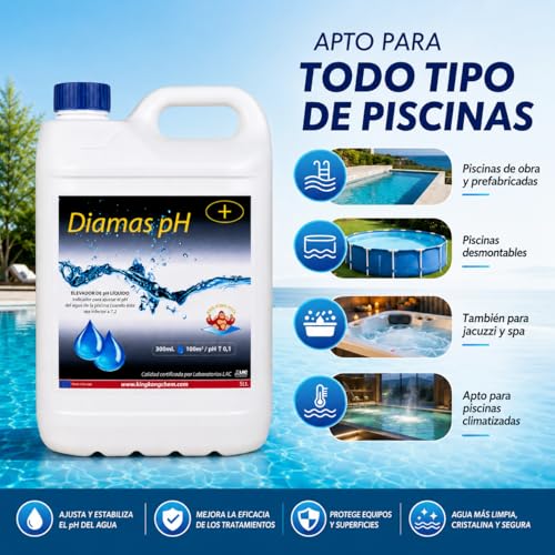 Miniatura 5 de Incrementador De Ph Concentrado Para Piscinas Diamas Ph 5 Litros - Aumenta El Ph Del Agua Formato Líquido