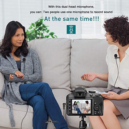 Pop Voice Premium 16 Feet Dual-Head Lavalier Microphone, Professional Lapel Clip-On Omnidirectional Condenser Mic For Apple Iphone,Android,Pc,Recording Youtube,Interview,Video Conference,Podcast #TOP3