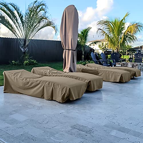 Sunpatio Outdoor Chaise Lounge Covers, 2 Pack Patio Chaise Cover 84" L X 30" W X 24" H, Heavy Duty Waterproof Beach Chair Cover With Seam Taped, Helpful Air Vents, All Weather Protection, Taupe #TOP6