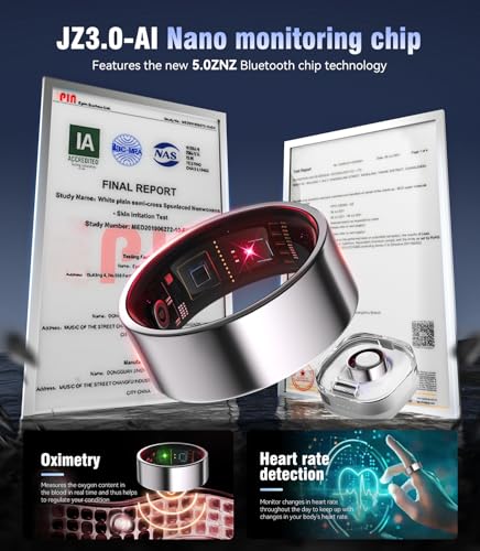 Image of 8.0 Smart Ring and Charging Case【Industry First - 0 Measurement Error】【IP68 Waterproof】 2025 Smart Ring for Women & Men for Sleep Tracking Wearable Device,Fitness Ring Sliver 8#