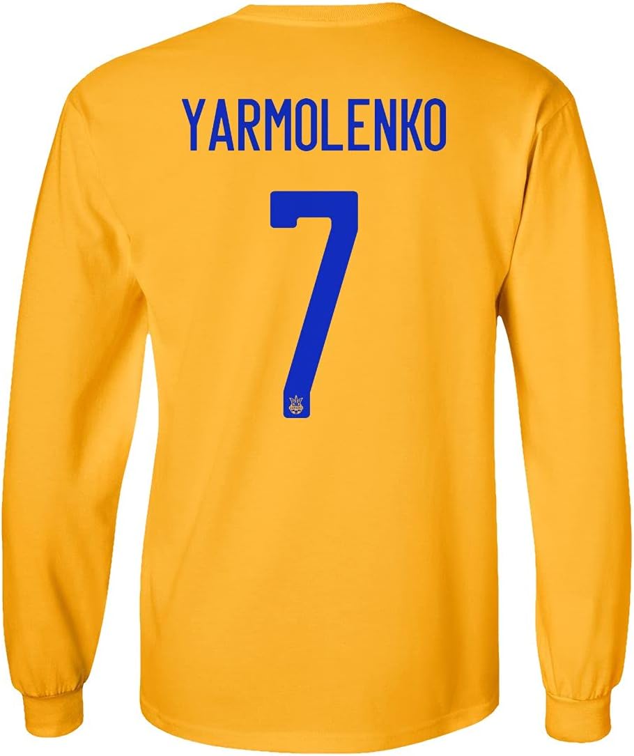 Flaura European Soccer 2020 Ukraine #7 Andriy YARMOLENKO Jersey Unisex Long Sleeve Tshirt