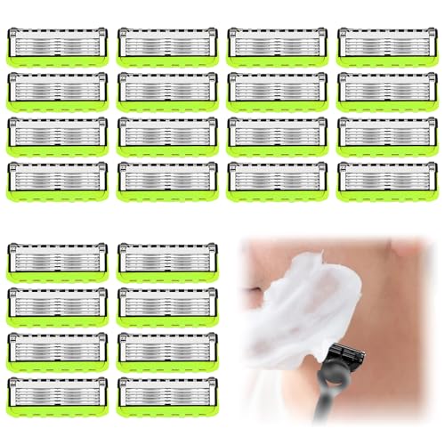 24 Piezas Cuchillas de Afeitar para Hombre, 5 Capas de Hojas de Afeitar de Precisión, Recambios para Fusion 5, Cuchillas de Afeitar Hombre, Cuchillas Afeitar