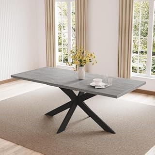 JIEXI Extendable Dining Table and Chairs Set, Modern Dining Room Table Extending and Chairs 4-6 Seater, MDF Plate Suitable for Living Room, Kitchen, Length 130-170cm