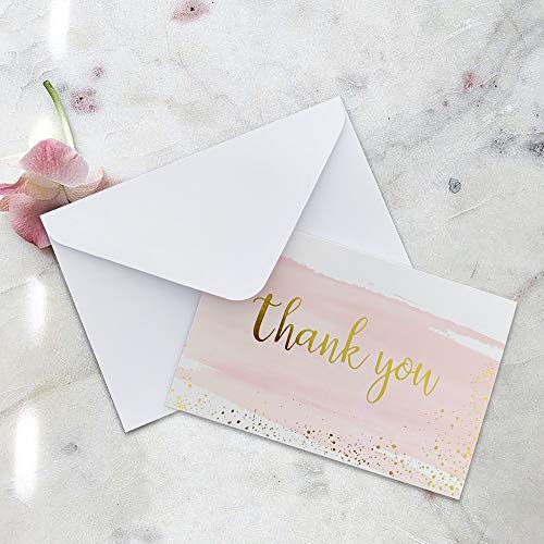 Im-Mise 48-Pack Thank You Cards For Baby Shower | Wedding | Bridal Shower | Business, Blank Notes With Envelopes & Stickers, Gold Foil Watercolor Thank You Greeting Cards #TOP4