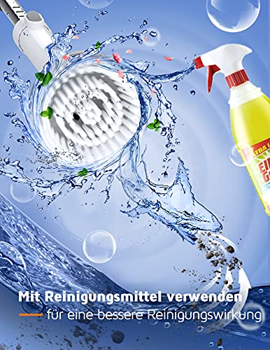 Homitt elektrische Reinigungsbürste, Spin Scrubber schnurlos, mit 4 Bürstenköpfe und Verlängerungsstange, Multifunctional Bürste Schrubben aufladbar, für Ecken, Badzimmer, Toilette, Fliesenreinigung