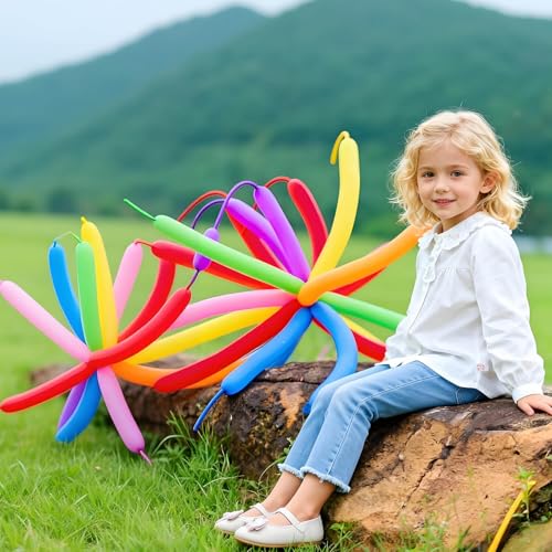 Image of 260 Yellow Long Balloons for Balloon Garland Thickening Skinny Latex Twisting Animals Modeling Christmas Birthday Wedding Party Festival Decorations 100pcs