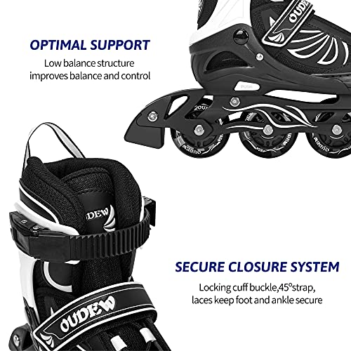 Ajustable Inline Skates For Women Men Kids With Light Up Wheels, Outdoor Roller Blades For Girls Boys Adults,Black And White,Small #TOP6