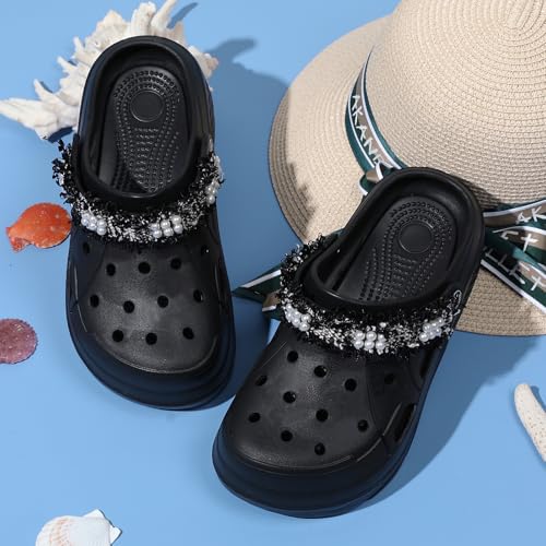 Image of FLIOZY Women's Gardener Platform Clogs Slippers Hight Heels Mules Clog Wedge Sandals Outdoor Beach Shoes