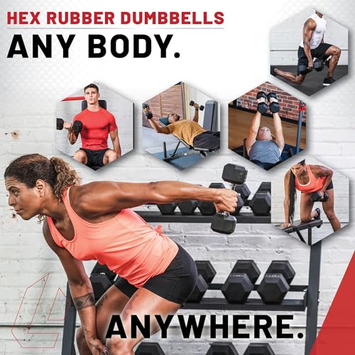 Image of Lifeline Fitness Hex Dumbbells, Rubber Wrapped Hex Dumbbells, Premium Quality, Ergonomic Knurled Handle, Dumb Bells for Exercise, Home Gym Exercise Weights