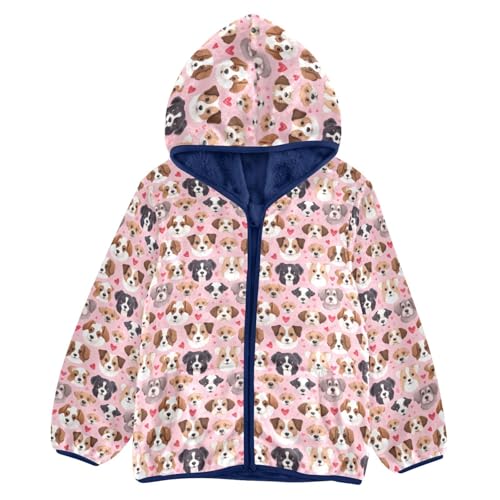 Funny Dogs Heart Boys Fleece Coat,Children's Zip-Up Hoodie Jacket,Baby Warm Fashion Outerwear 3-10T,A113280