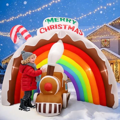 9FT Christmas Inflatables Rainbow Arch with...