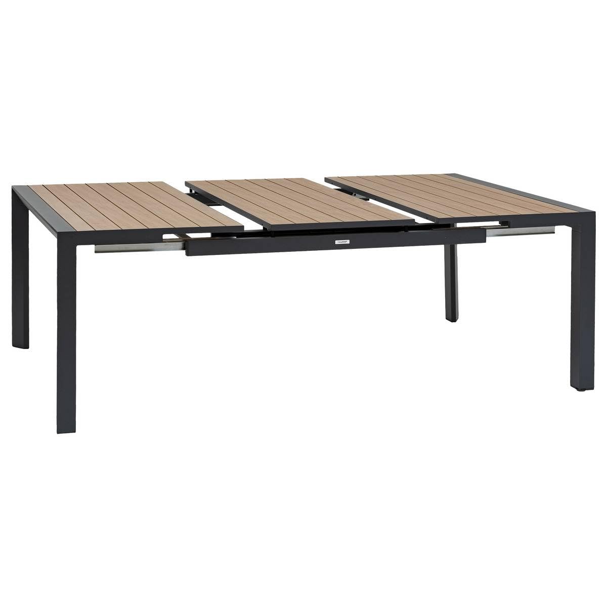 Hespéride - Table de Jardin Extensible carrée évasion Effet Bois Honey et Argile 10 Places Lates en Aluminium