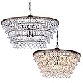 Wellmet Crystal Chandelier Farmhouse 5 Tiers Crystal Light Fixtures Hanging Modern Bronze Ceiling Pendant Light, Chandeliers for Dining Room, Kitchen Island, Bedroom, Foyer, Entryway, Bar