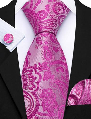 Image of Barry.Wang Men 6PCS Tie Silk Gift Necktie Clip Woven Tie Sets Party