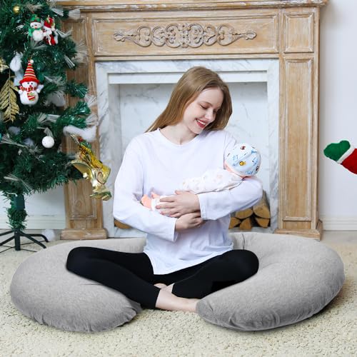 Image of Chilling Home Pregnancy Pillow, C Shaped Full Body Pillow Maternity Pillow for Women 55 inch, Pregnancy Pillows for Sleeping Pregnant Must Have with Jersey Removable Cover,Grey