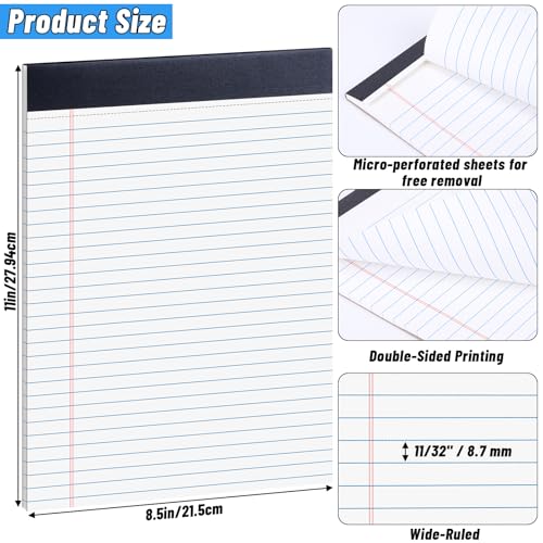Image of Oleitodh 96 Pack Legal Pads 8.5 x 11 White Wide Ruled Writing Pads Bulk