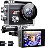 CAMWORLD Action Kamera, 4K 20MP 40M Unterwasserkamera, 170° Weitwinkel-WLAN wasserdichte Kamera mit Akkus und Helmzubehör-Set, Action Camera...