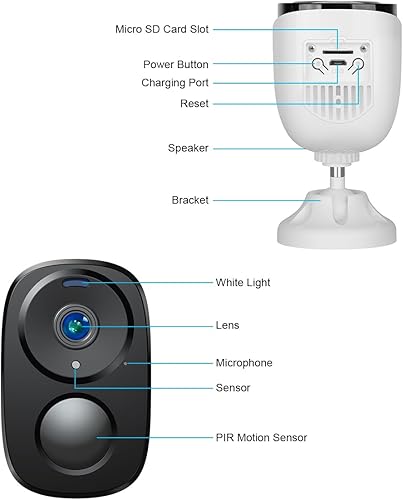 Miniatura 8 de EVERSECU Cámara de seguridad inalámbrica para exteriores de 2K 3MP compatible con emparejamiento a través de Bluetooth, cámara CCTV CCTV inalámbrica