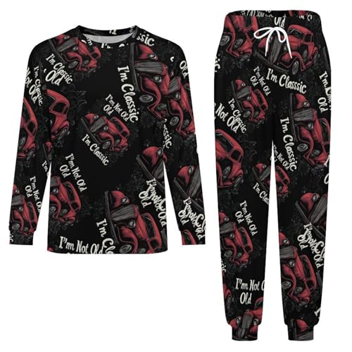 I'm Not Old I'm Classic Funny Car Pajama Set Long Sleeve Lounge Sets Sleepwear 2 Pjs Nightwear for Men Women3