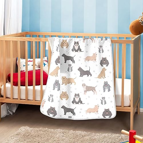 Image of American Bully Dogs Cotton Swaddle Blanket for Infants - Lightweight Soft Swaddling Blanket for Crib, Stroller, Nursery - 30x40In