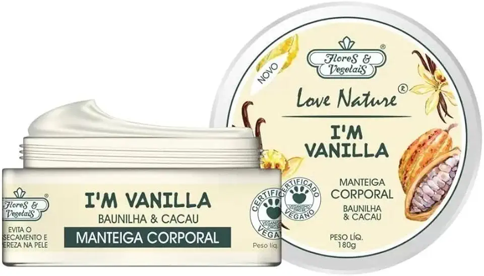 Flores & Vegetais Manteiga Hidratante Corporal Baunilha & Cacau 180G