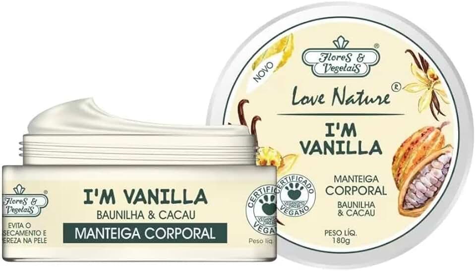 Flores & Vegetais Manteiga Hidratante Corporal Baunilha & Cacau 180G