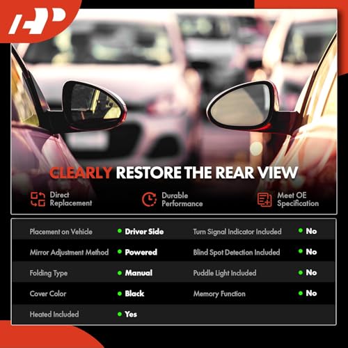 A-Premium Driver Side Power Door Mirror - Compatible with Toyota Camry 2002 2003 2004 2005 2006 - Heated, Non-Folding, Black Outside Rear View Mirror - Replace# 8794033510C0 by A-Premium - Image 2
