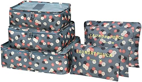 Vicloon Travel Organiser Packing Bags,6 PCS Travel Packing Cubes Set for Clothes Travel Luggage Organizers Storage BagsDaisy