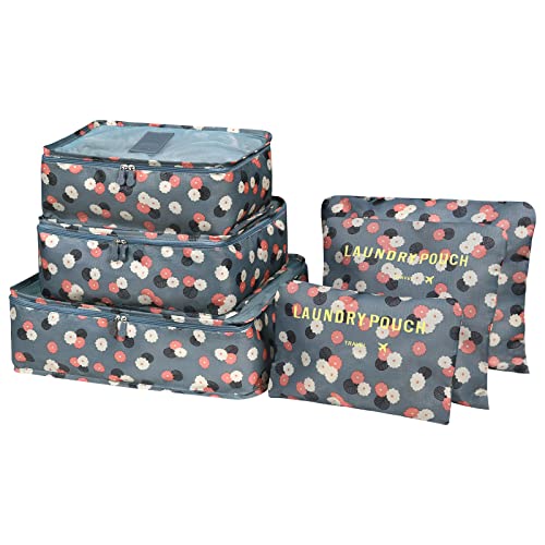 Vicloon Luggage Organizer, Travel Organizers, Suitcase Organizer Include Travel Packing Cubes and Compression Bags, Blue Grey, 40 * 30 * 13,31 * 28 * 13,30 * 20 * 13,34 * 27,26 * 26,25 * 16 cm