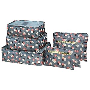 Vicloon Bagage-Organizer, 6 stuks Koffer Organizer Bevat 3 * Pakkubussen en 3 * Opbergzakken, Reistassen Voor Droge Kleding, Ondergoed, Cosmetica en Andere Accessoires