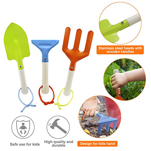 QINGFANGLI Kids Gardening Tool Set, 7pcs Garden Tools for Kids, Shovels, Watering Can, Gloves, Outdoor Beach Toys for Boys and Girls