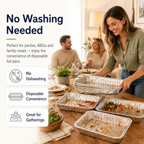 Image of 9x13 Thickened Aluminum Foil Pans, 10Pack Extra Deep Disposable Aluminum Pans with Lids for Roasting, Baking, Cooking, Food Prep, Chafing, Steam Table, Oven, Cake, and Party Catering.
