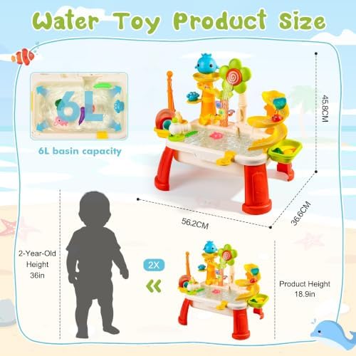 IPLUSO 2026 Upgraded Water Table for Toddlers 3+, Water Table for Kids Ages 4-8 with Pump, Play Sink with Running Water, Kitchen Sink for Toddlers, Fishing Game and Outside Sensory Toy (Red) — view 2